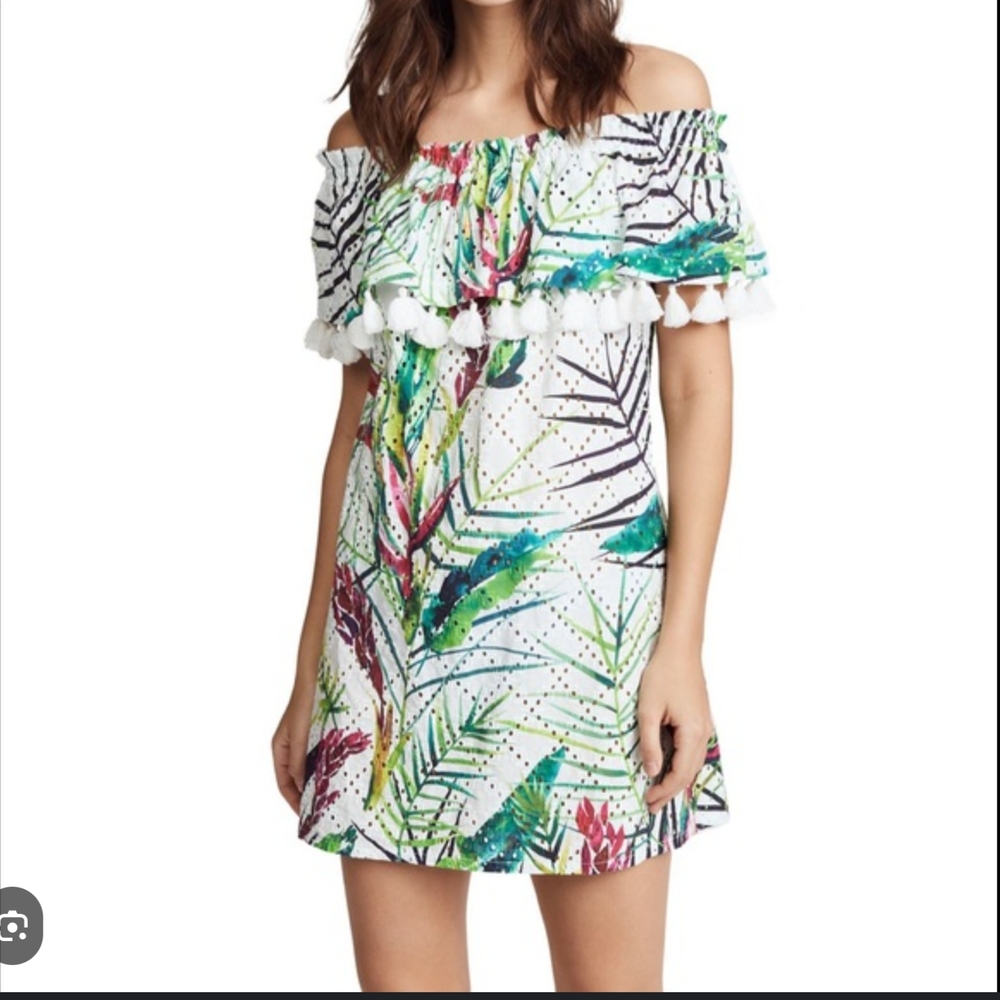 Parker Beach Off-Shoulder Tropical Mini‎ Dress Size M